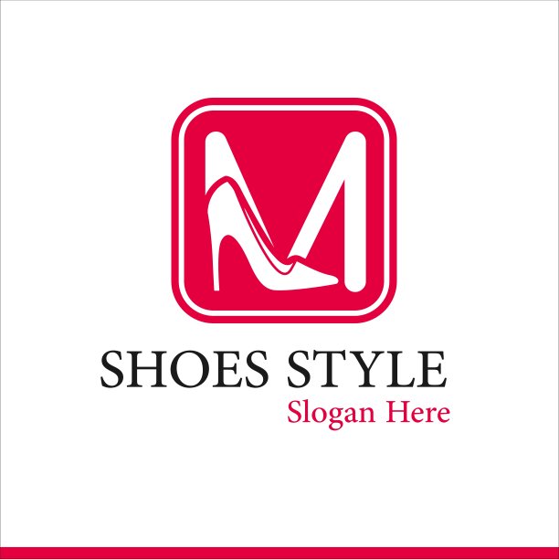 现代鞋店，鞋时尚公司标志模板想法与首字母M和女性鞋图片下载