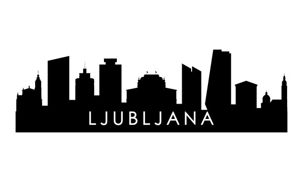 卢布尔雅那天际线剪影。黑色的卢布尔雅那城市设计孤立在白色背景上。图片下载