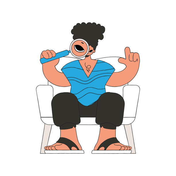 那个人拿着放大镜。搜索信息。复古风格的人物。图片下载