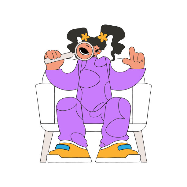 这个女孩手里拿着一个放大镜。搜索信息。复古风格的人物。图片下载