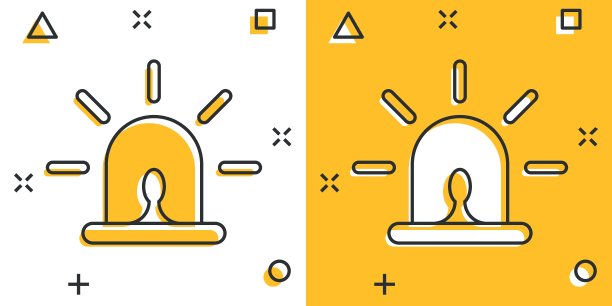 紧急警报图标在漫画风格。警报灯卡通矢量插图孤立的背景。警用急溅效果招牌经营理念。图片下载