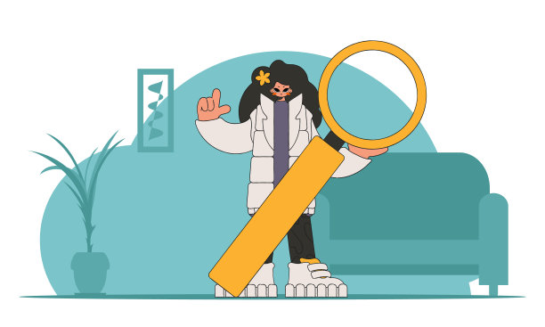 在互联网上查找必要信息的概念。该男子拿着放大镜。复古风格人物图片下载