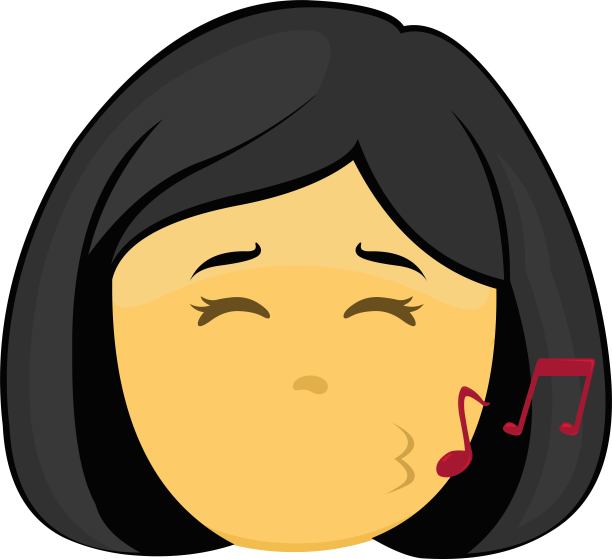 矢量表情女孩口哨音符图片下载
