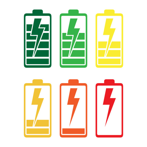 闪电，电池图标在时尚的平面设计图片下载