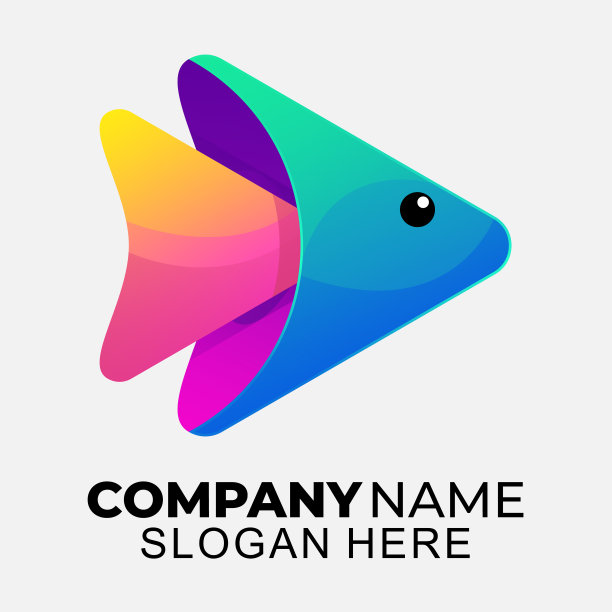 鱼头渐变彩色模板设计图片下载