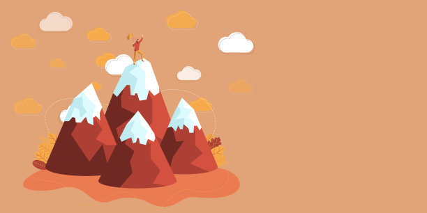 一个人在山上为他的成功攀登而自豪。运动员在悬崖上庆祝登顶。体育男到达天空。图片下载