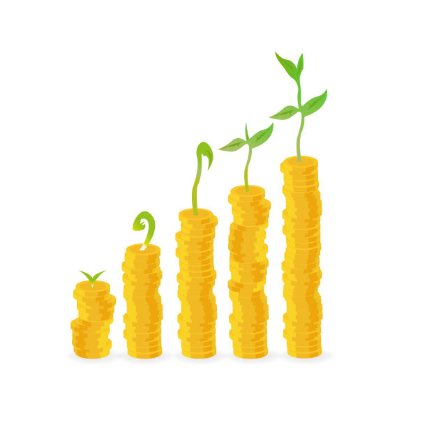 金币和这种植物一起生长。矢量图图片下载