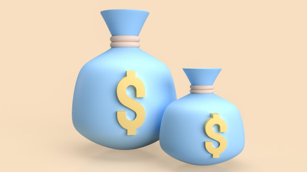 用于商业概念的钱袋3D渲染图片下载