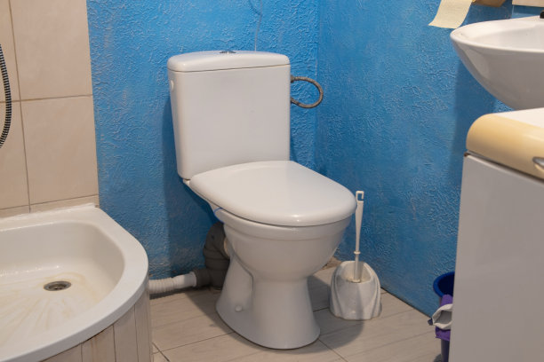 马桶在公寓的浴室里靠近，马桶图片下载