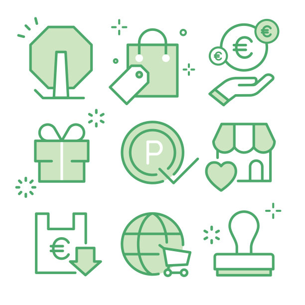 购物图标集销售，积分，奖励和邮票图片下载