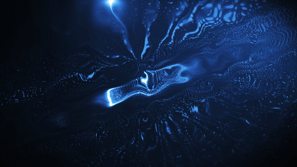 蓝色扭曲空间粒子蜗杆洞抽象空间背景，几何形状圆点连接结构，现代科技能源插图图片下载