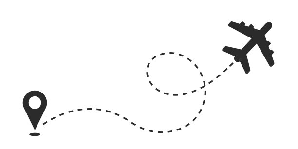 从地点到飞机起飞的路径。矢量图图片下载