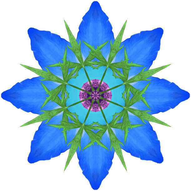 曼陀罗从花的蓝色，绿色调。元素的网页设计，打印和模板。东方，民族设计，东方图案，圆形装饰。万花筒效果。曼荼罗放松和冥想图片下载