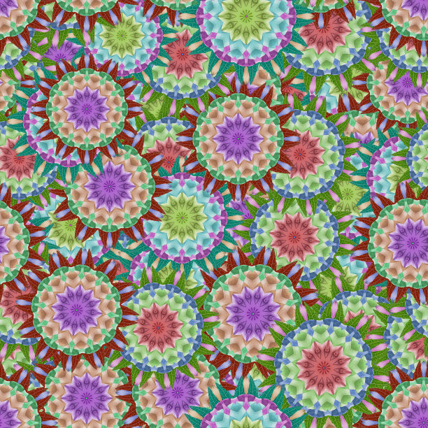 无缝模式连续复制。花卉背景，照片拼贴生产纺织品，棉织物。用于墙纸，封面。东方风格的曼陀罗绘画图片下载