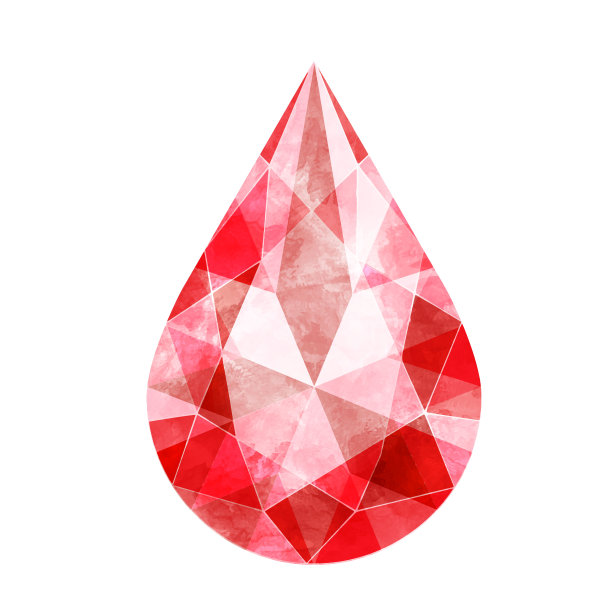 梨形明亮切割红色珠宝水彩插图图片下载
