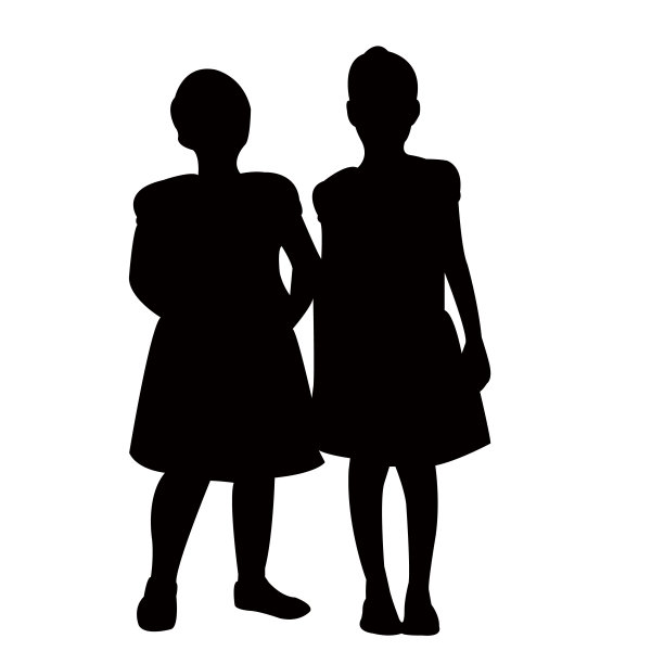 许多姑娘在一起，剪影矢量图片下载