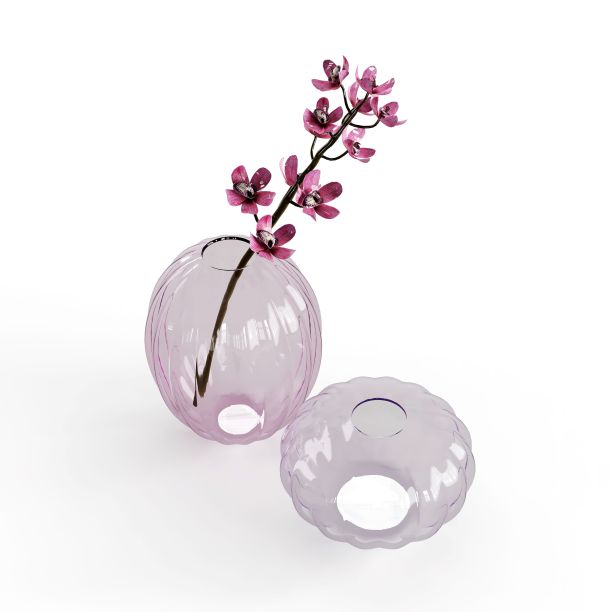 三维插图的玻璃花瓶与花朵孤立的白色背景图片下载