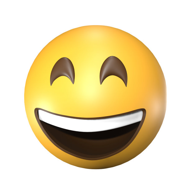 白色背景上黄色笑的表情符号的3D插图图片下载