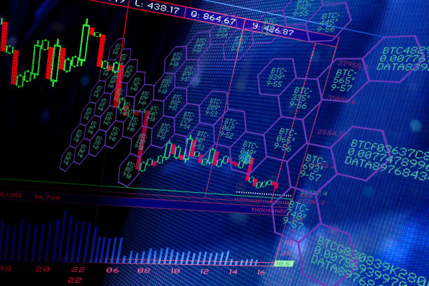 财务图表，区块链连接和屏幕风格背景上的数据图片下载