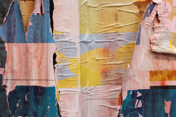 从墙上撕下来的纸片，用作广告牌图片下载