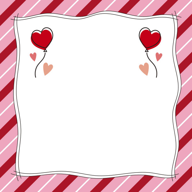 红色和粉红色和心形横幅框插图图片下载