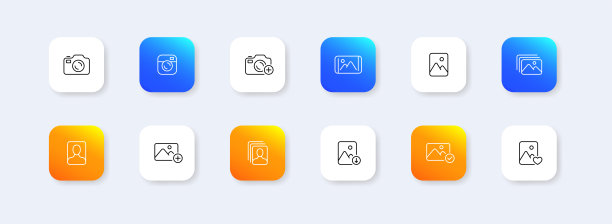 照片相机设置图标。拍照、影像、摄影师、数码、赛璐珞、胶片、数据存储、艺术、捕捉瞬间、摄影。技术的概念。新生变形。矢量线图标图片下载