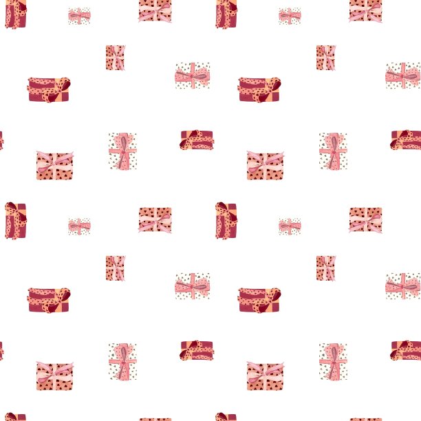 礼盒弓心图案简单水彩图片下载