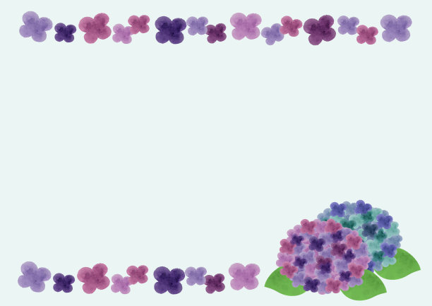 绣球花雨季雨水插画素材图片下载