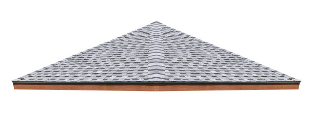 模型臀部屋顶灰色瓦模式孤立的白色背景与修剪路径图片下载