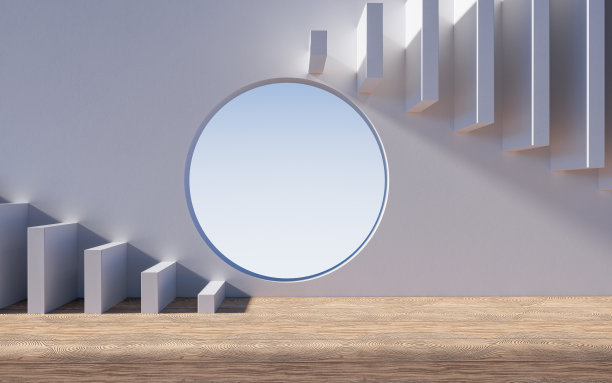 空建筑结构与木地板，三维渲染。图片下载