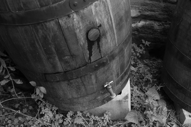 用来收集水的旧木桶图片下载