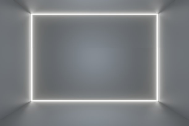 3d渲染，发光的线条，隧道，霓虹灯，虚拟现实，抽象背景，方形门户，拱门，粉蓝色光谱鲜艳的颜色，激光显示图片下载