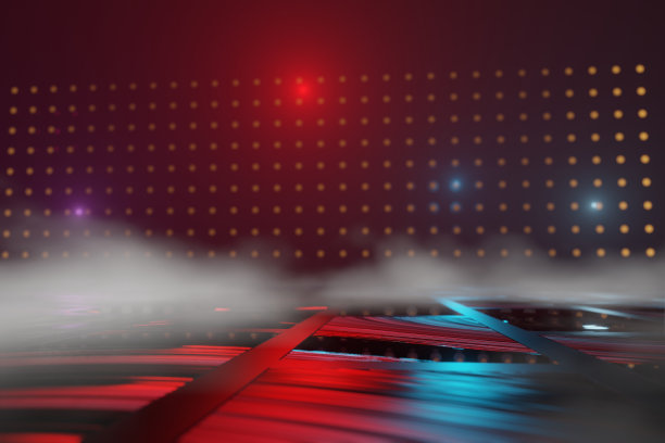 3d渲染，发光的线条，隧道，霓虹灯，虚拟现实，抽象背景，方形门户，拱门，粉蓝色光谱鲜艳的颜色，激光显示图片下载