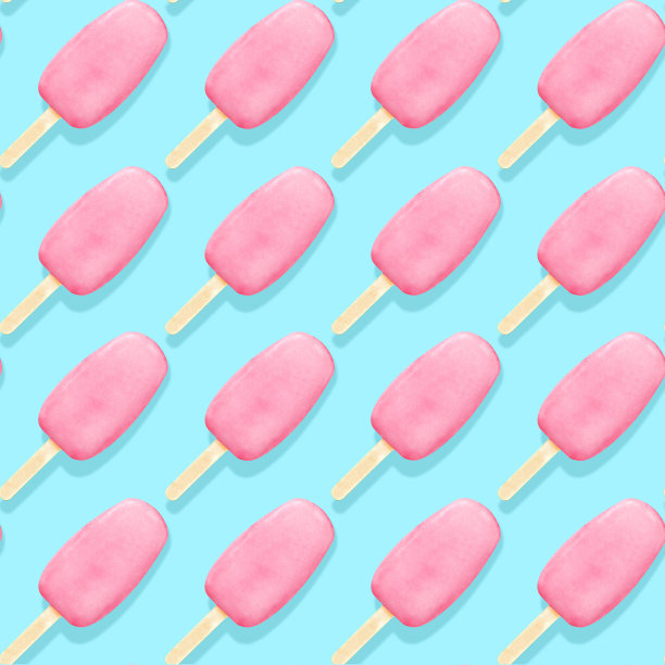 无缝图案的粉色水果冰淇淋冰棒。图片下载