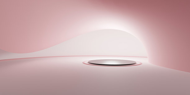 抽象背景显示抽象几何舞台与现实的圆柱形讲台三维插图图片下载