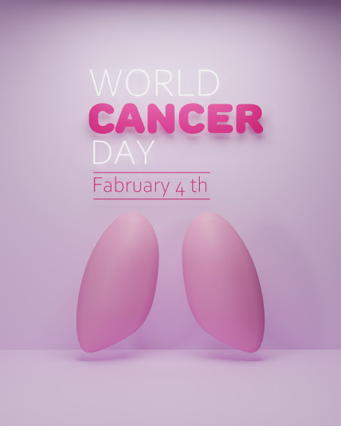 世界癌症日概念与肺图标3d渲染。图片下载