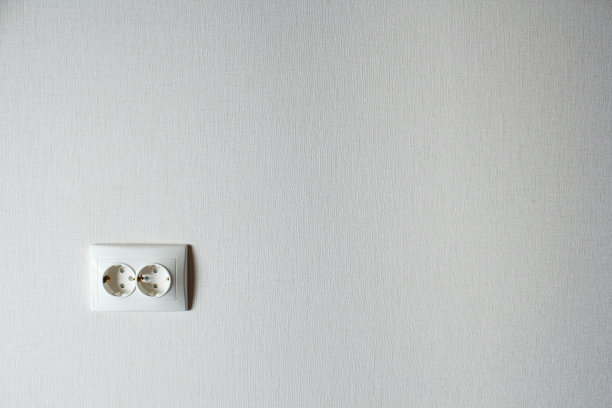 光墙上的双电源插座。公寓改造。图片下载
