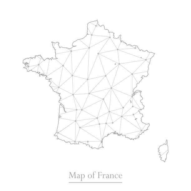 法国矢量地图与多边形抽象。图片下载