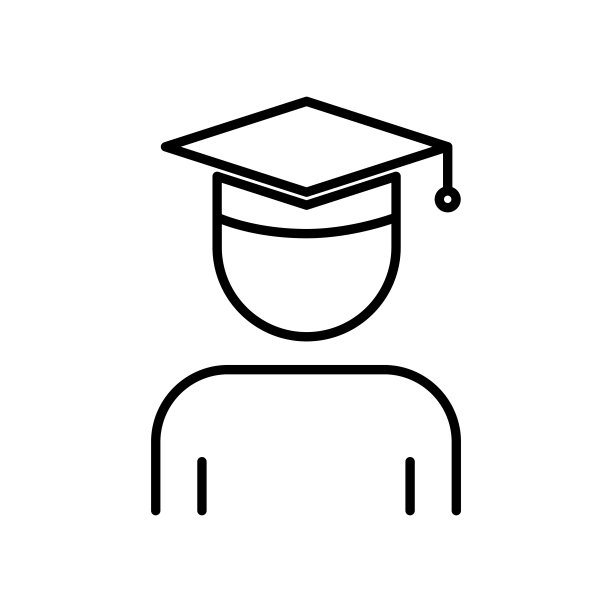 戴学士帽的学生图标，教育线性风格图片下载
