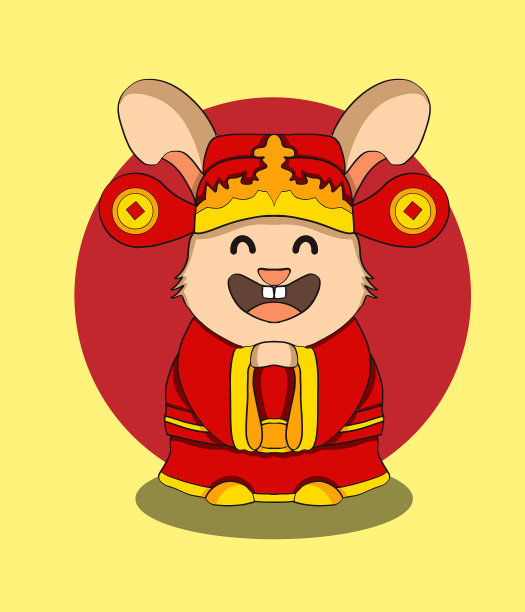 可爱的兔子生肖矢量插图图片下载