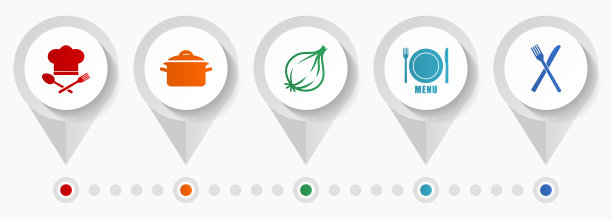 食物矢量图标，厨房和烹饪平面设计网页指针集合，商业概念信息图表模板图片下载