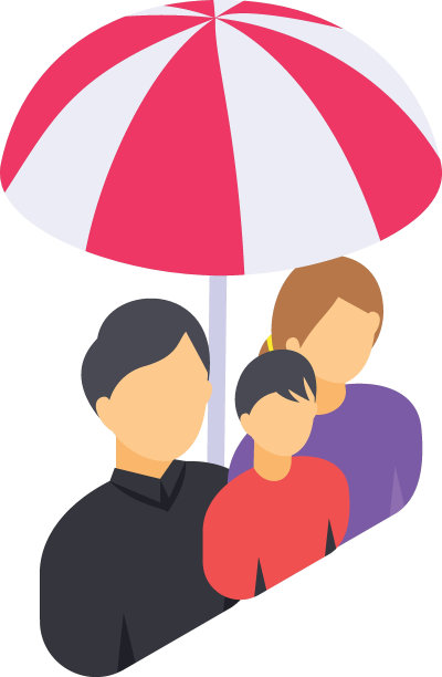 家庭人寿保险等距概念，家庭保险股票插图，集团政策矢量图标设计，财务损失保护符号，风险管理标志，图片下载
