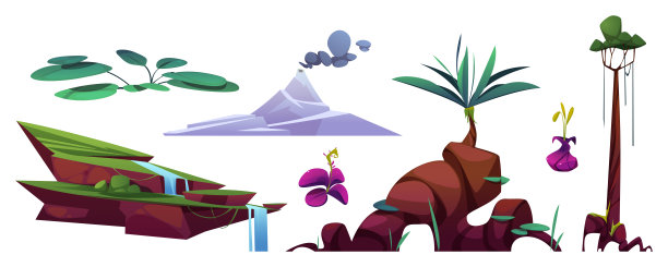 史前星球景观与火山图片下载