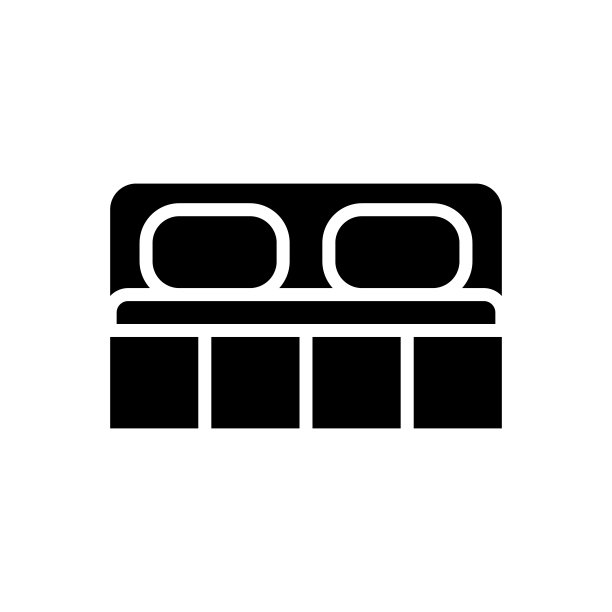 双人床黑色字形图标图片下载