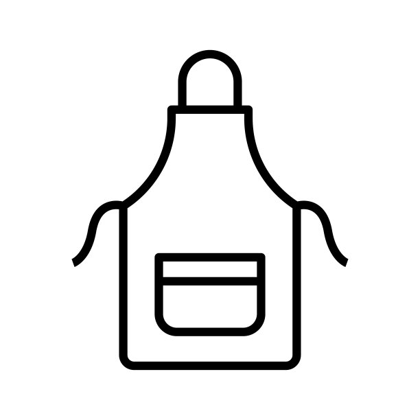 厨房防护围裙。白色背景上孤立的象形文字。图片下载