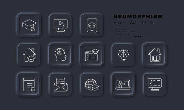 在线学习集图标。电子书，学术帽，距离，学生，电话，电脑，互联网，耳机，笔记本电脑，全球，教科书，家。教育。新生变形样式。矢量图图片下载