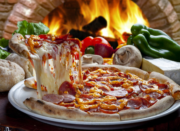 披萨片融化的奶酪图片下载