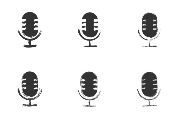复古麦克风图标设置在垃圾风格。矢量插图。图片下载