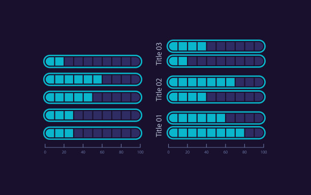 水平进度信息图表设计模板设置为黑暗主题图片下载