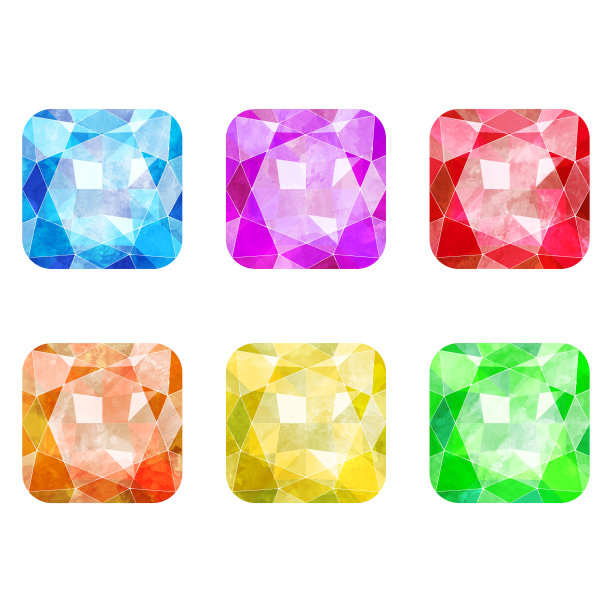 坐垫形状辉煌切割珠宝水彩插图集图片下载